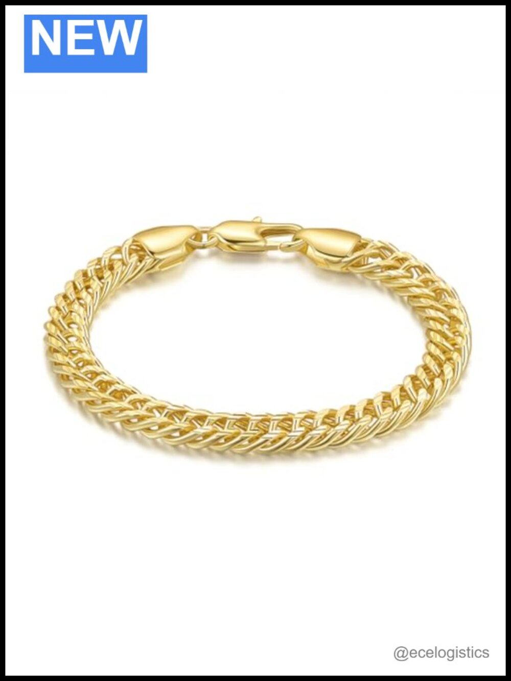 14K Gold Plated Cuban Link Chain Bracelet Men Women Unisex